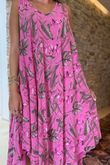 Made in Italy Tiki Pure Cotton Midi Dress Flamingo /2 =